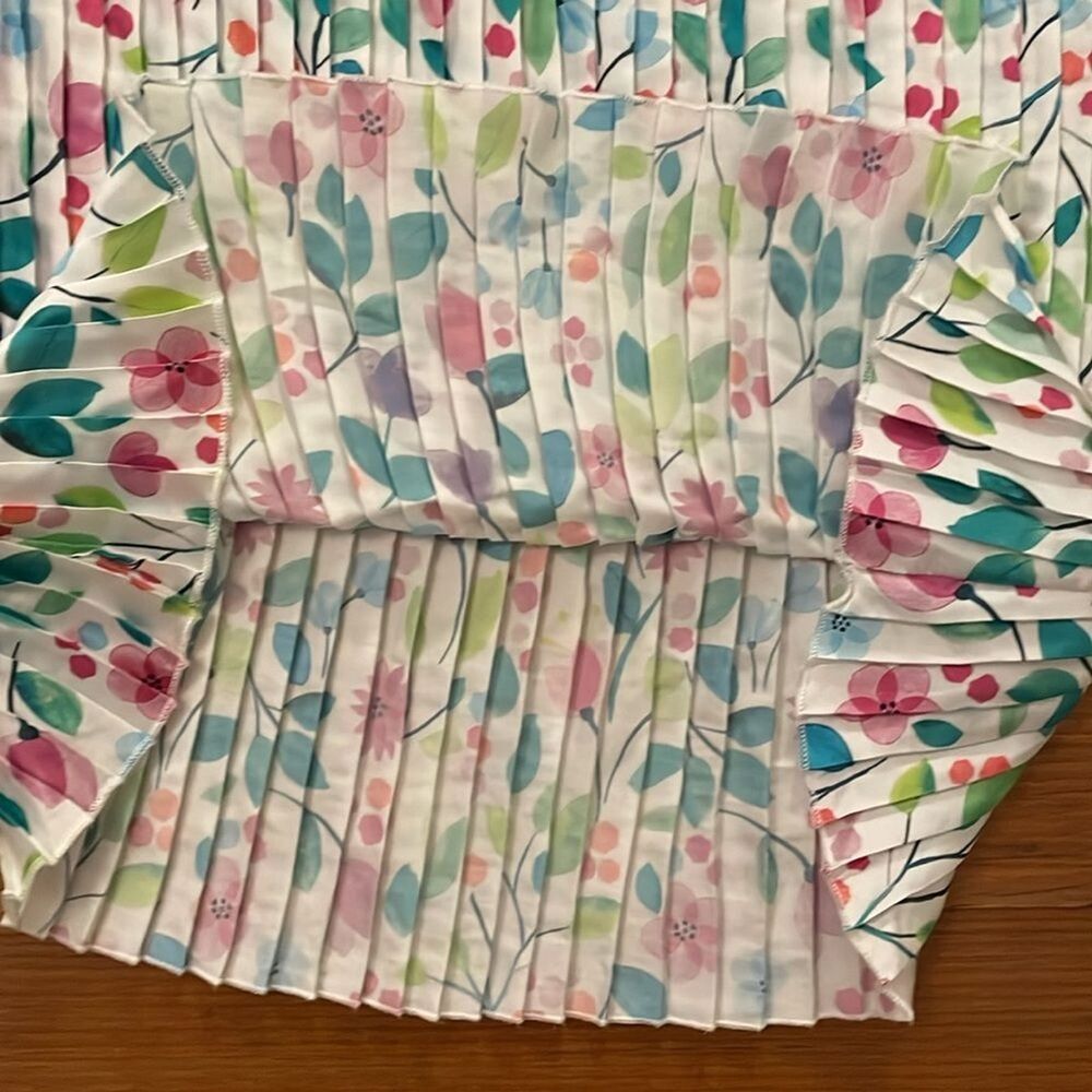 Zara Girls Floral Pleated Shift Dress Size 8 Sleeveless Easter White Pink - Picture 8 of 10